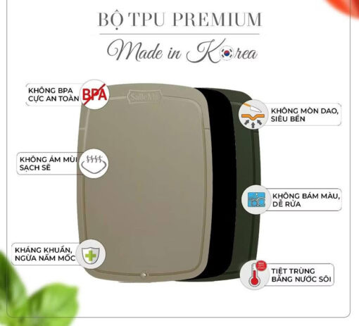 Bộ 3 thớt TPU SalleMa Premium + 1 khay đựng
