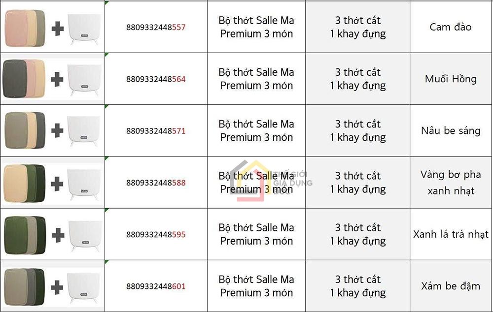 Bộ 3 thớt TPU SalleMa Premium + 1 khay đựng