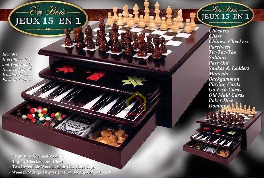 Bộ cờ En Bois 15 in 1 – 15 trò chơi trí tuệ cho bé