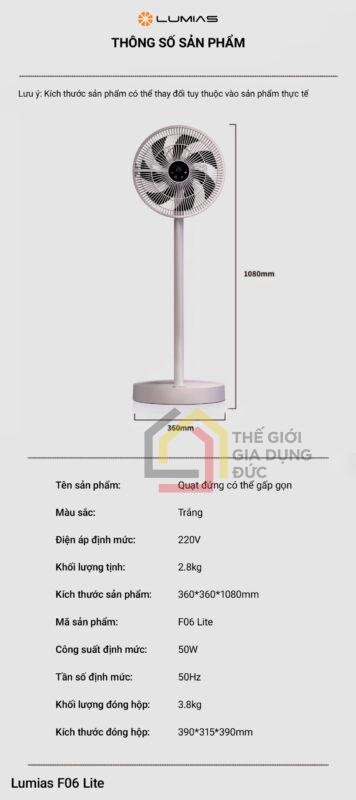 Quạt đứng có thể gấp gọn Lumias F06 Lite