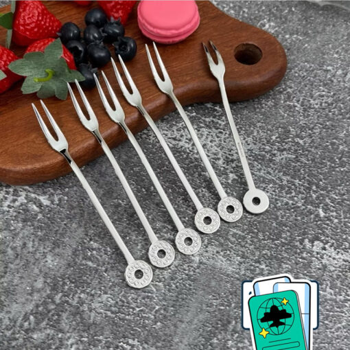 Set 6 nĩa tiệc Sambonet cao cấp (đầu cán hình tròn)