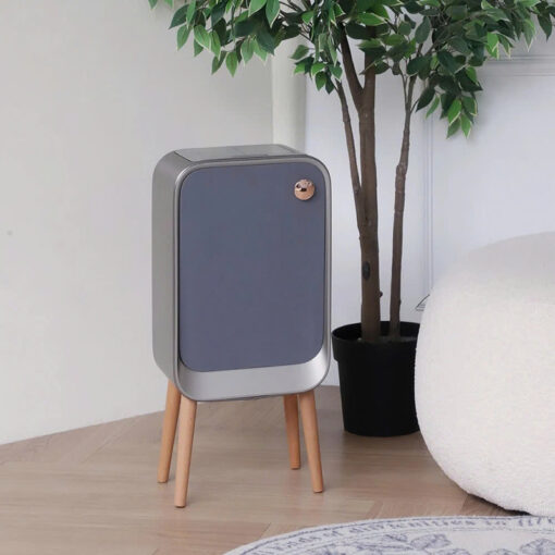 Thùng rác cảm biến mở 2 cánh chân gỗ cao Elpheco ELPH9716
