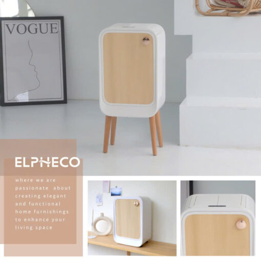 Thùng rác cảm biến mở 2 cánh chân gỗ cao Elpheco ELPH9716