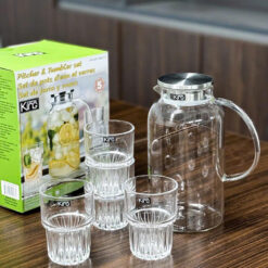 Bộ bình, ly thủy tinh cao cấp King Crystal (1 bình 1,9L + 4 ly 340ml)