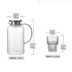 Bộ bình, ly thủy tinh cao cấp King Crystal (1 bình 1,9L + 4 ly 340ml)