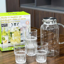 Bộ bình, ly thủy tinh cao cấp King Crystal (1 bình 1,9L + 4 ly 340ml)