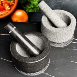 Bộ cối chày đá Granite nguyên khối KELLER (Tặng kèm miếng lót silicone)