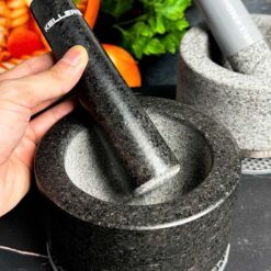 Bộ cối chày đá Granite nguyên khối KELLER (Tặng kèm miếng lót silicone)