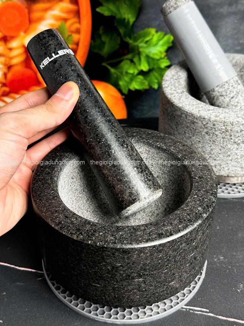 bo-coi-chay-da-granite-nguyen-khoi-keller (2) Bộ cối chày đá Granite nguyên khối KELLER (Tặng kèm miếng lót silicone)
