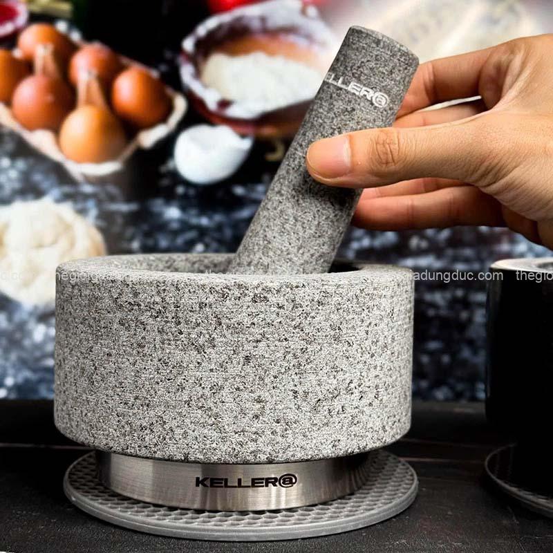 bo-coi-chay-da-granite-nguyen-khoi-keller (4) Bộ cối chày đá Granite nguyên khối KELLER (Tặng kèm miếng lót silicone)