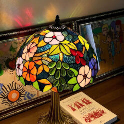 Đèn Tiffany hoạ tiết chùm nho tone (cao 48cm, chao rộng 30cm)