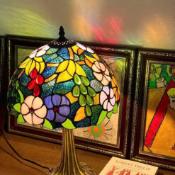 Đèn Tiffany hoạ tiết chùm nho tone (cao 48cm, chao rộng 30cm)