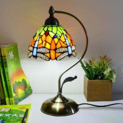 Đèn Tiffany kính màu xinh xắn (cao 44cm, chao rộng 30cm)