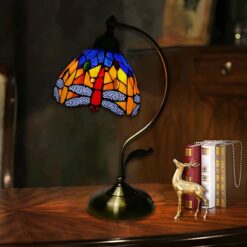 Đèn Tiffany kính màu xinh xắn (cao 44cm, chao rộng 30cm)