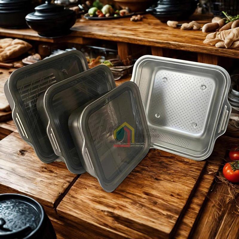 set-3-hop-hut-chan-khong-kem-ro-vuong-keller Set 3 hộp hút chân không kèm rổ vuông Keller