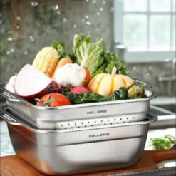 Set 3 hộp hút chân không kèm rổ vuông Keller