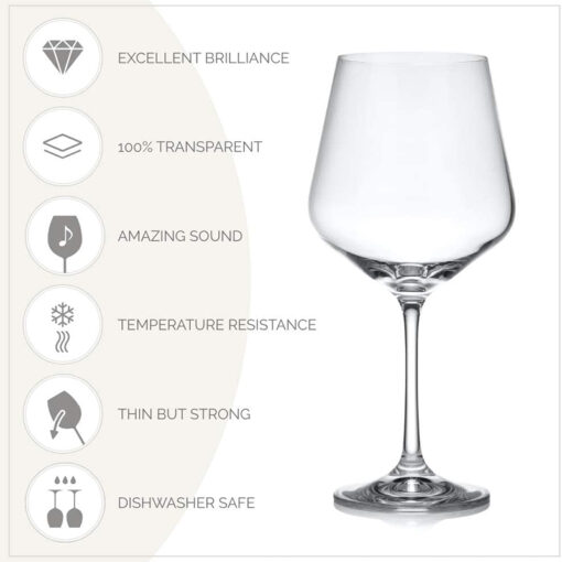 Set 6 ly vang đỏ pha lê Bohemia Crystal Sandra 570ml