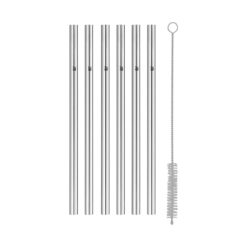 Set 6 ống hút cao cấp + Chổi WMF Baric Cromargan Trinkhalm-Set