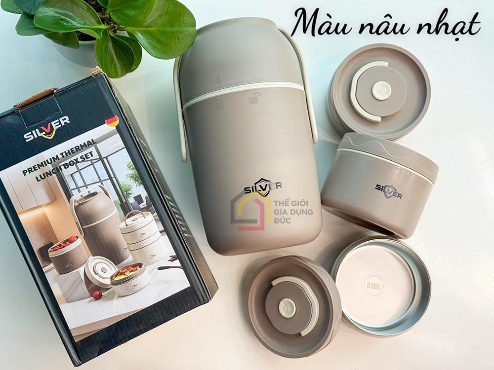 Cặp lồng cơm 3 ngăn Silver Lunch Box Germany