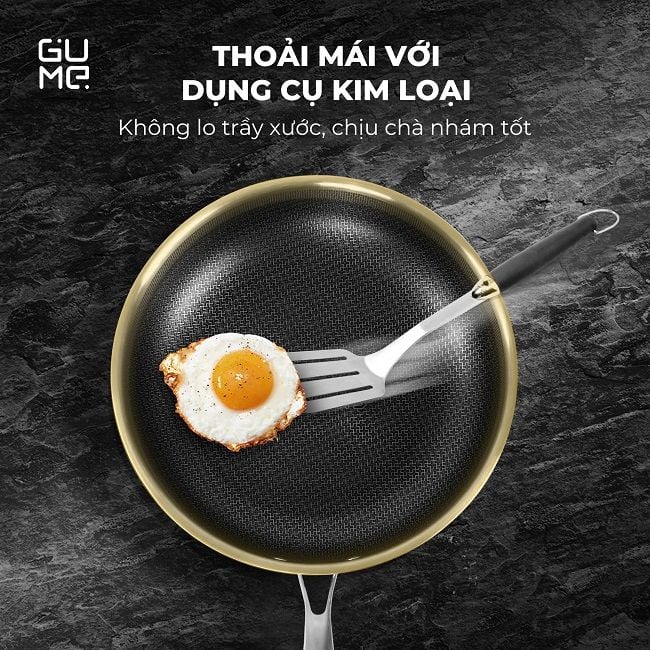 Chảo inox 18/10 Blackcube Gume GM1328N size 28cm