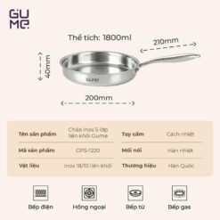 Chảo Inox nguyên khối Gume 18/10 GPS