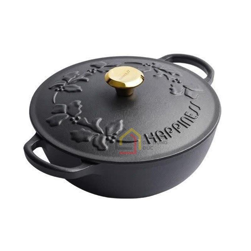 noi-chao-gang-happiness-23cm-day-hoa-phien-ban-limited (1) Nồi chảo gang Happiness 23cm dây hoa - phiên bản Limited