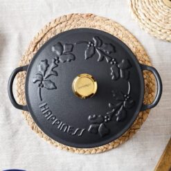 Nồi chảo gang Happiness 23cm dây hoa - phiên bản Limited