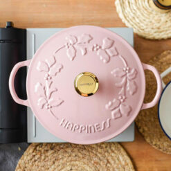 Nồi chảo gang Happiness 23cm dây hoa - phiên bản Limited