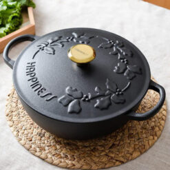 Nồi chảo gang Happiness 23cm dây hoa - phiên bản Limited