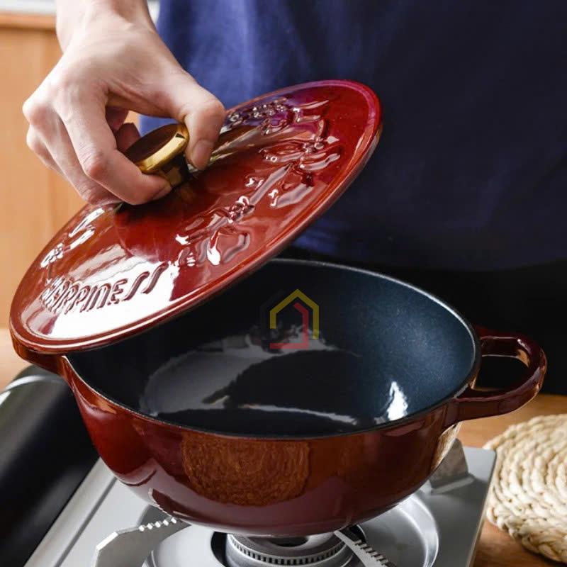 noi-chao-gang-happiness-23cm-day-hoa-phien-ban-limited10 (1) Nồi chảo gang Happiness 23cm dây hoa - phiên bản Limited