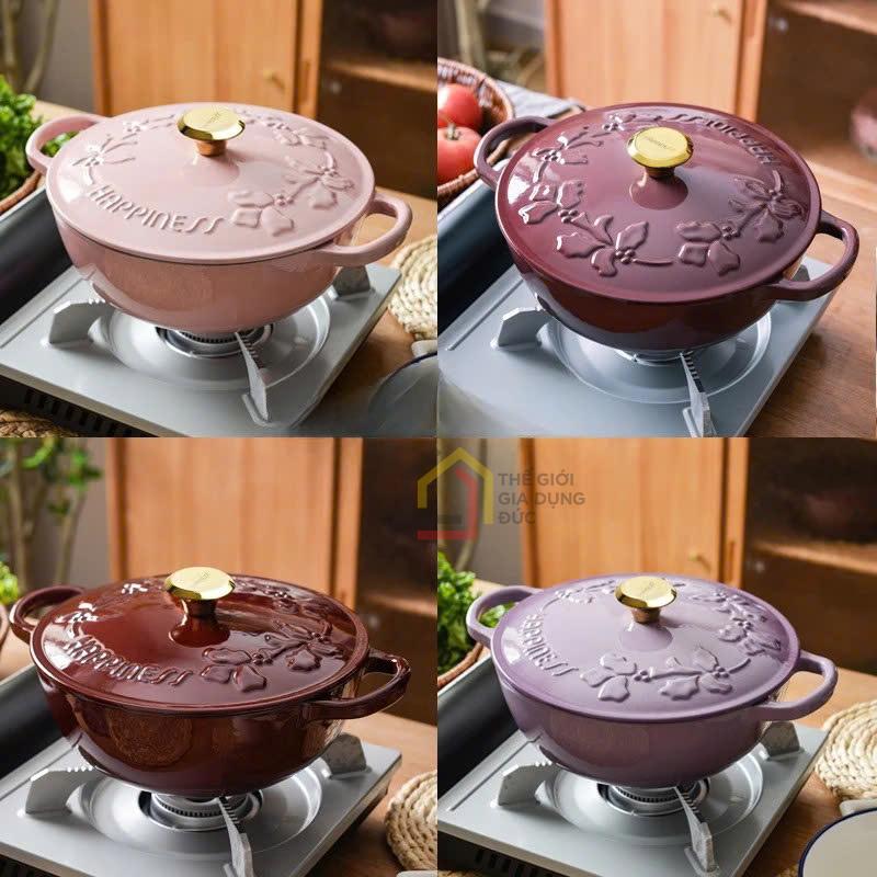noi-chao-gang-happiness-23cm-day-hoa-phien-ban-limited10 (2) Nồi chảo gang Happiness 23cm dây hoa - phiên bản Limited