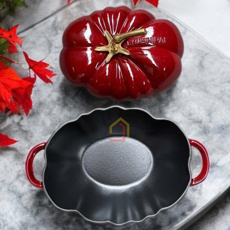 noi-gang-ca-chua-phu-men-gom-26cm2 Nồi gang cà chua phủ men gốm 26cm