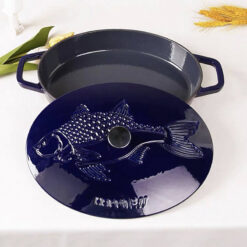 Nồi gang tráng men Happiness hình bầu dục 32x24x5,7cm