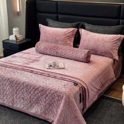 Bộ chăn ga vỏ gối nỉ nhung Kim Sa FREEMONDE