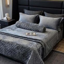 Bộ chăn ga vỏ gối nỉ nhung Kim Sa FREEMONDE
