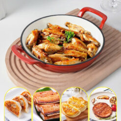 Chảo gang 2 quai kèm nắp kính Happiness 20cm