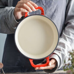 Chảo gang 2 quai kèm nắp kính Happiness 20cm