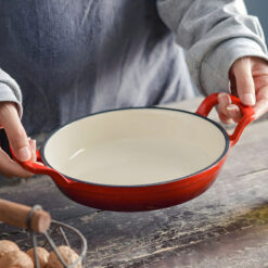 Chảo gang 2 quai kèm nắp kính Happiness 20cm