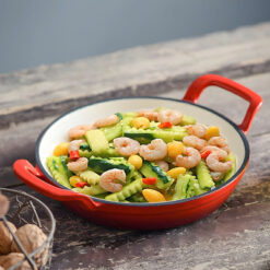 Chảo gang 2 quai kèm nắp kính Happiness 20cm