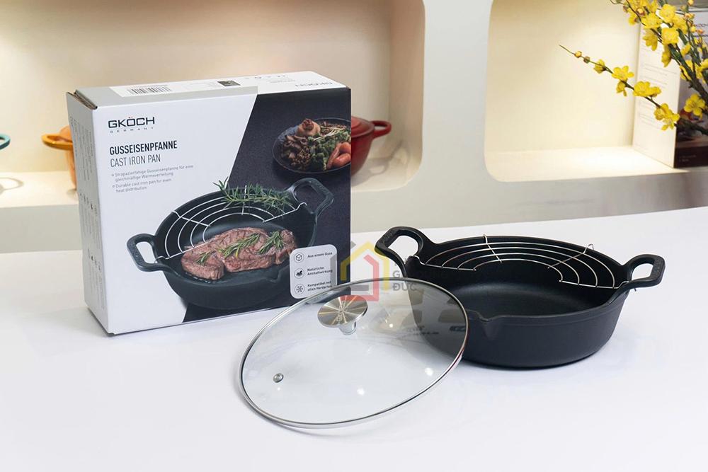 Chảo gang mỏ quạ GKÖCH 24cm cao cấp giữ nhiệt vượt trội