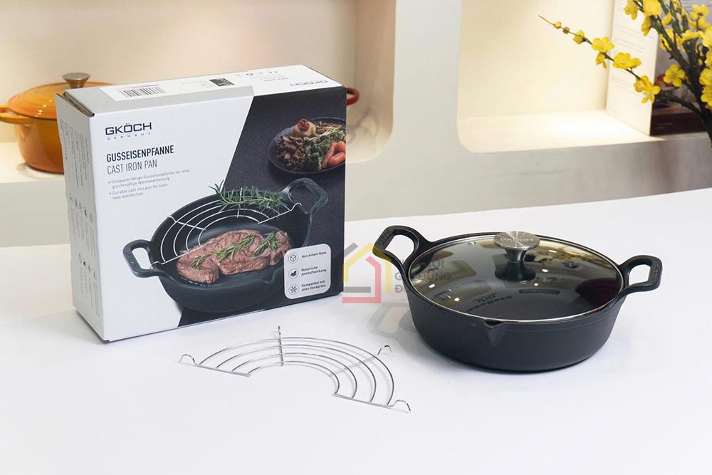 Chảo gang mỏ quạ GKÖCH 24cm cao cấp giữ nhiệt vượt trội