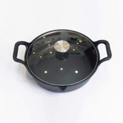Chảo gang mỏ quạ GKÖCH 24cm nắp kính