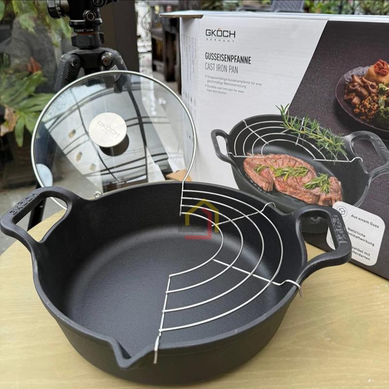 chao-gang-mo-qua-gkoch-24cm Chảo gang mỏ quạ GKÖCH 24cm nắp kính