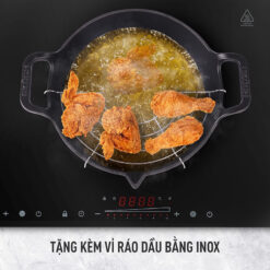 Chảo gang mỏ quạ GKÖCH 24cm nắp kính