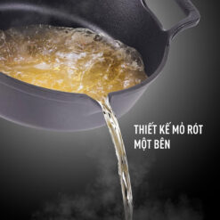 Chảo gang mỏ quạ GKÖCH 24cm nắp kính