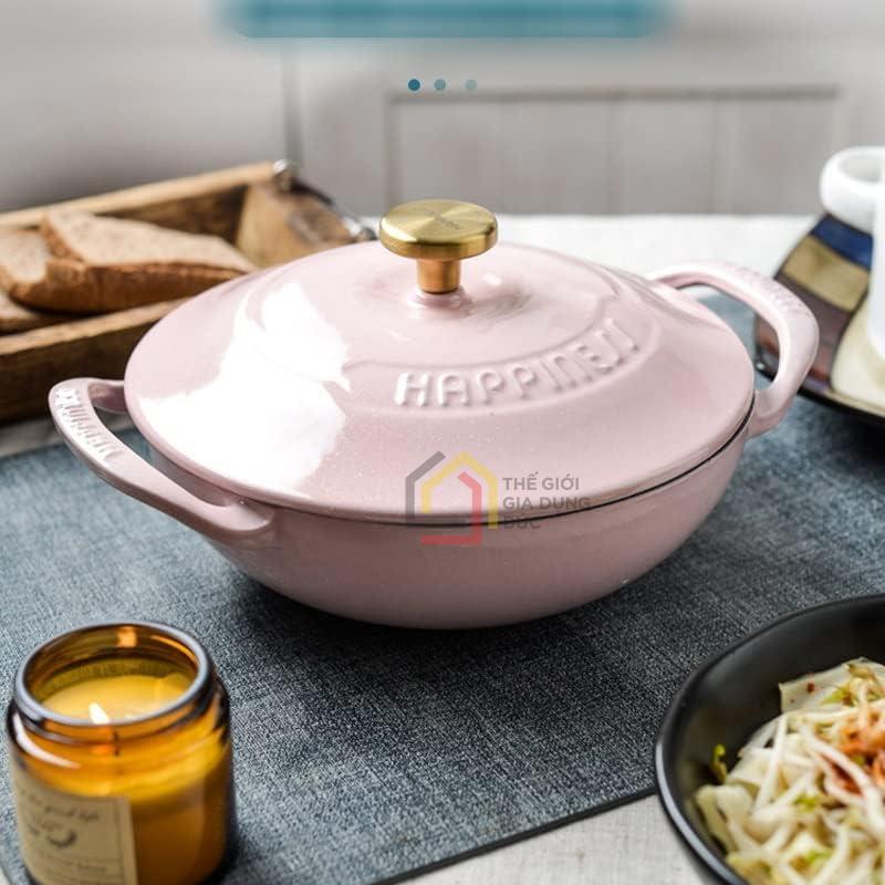 noi-gang-wok-happiness-21cm-sugar-pink (2) Nồi gang Wok Happiness 21cm - Sugar Pink