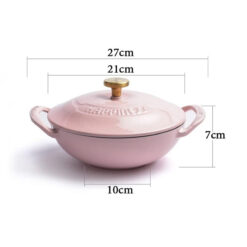 Nồi gang Wok Happiness 21cm - Sugar Pink