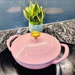 Nồi gang Wok Happiness 21cm - Sugar Pink