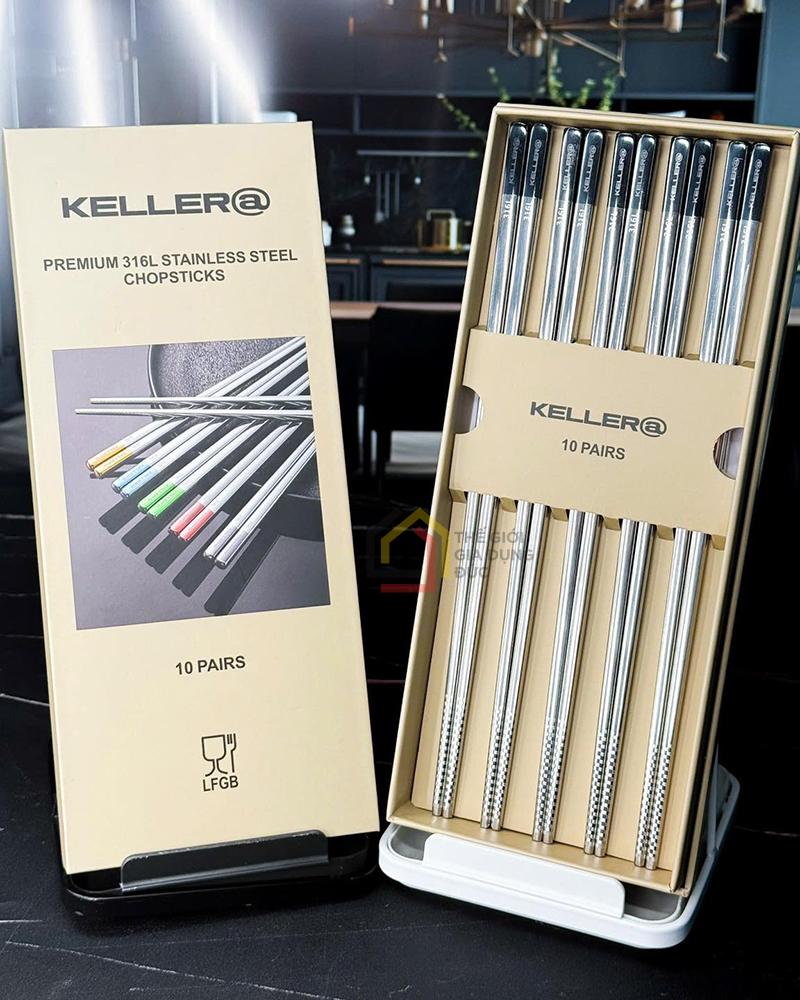 set-10-doi-dua-inox-cao-cap-keller (1) Set 10 đôi đũa inox cao cấp Keller@