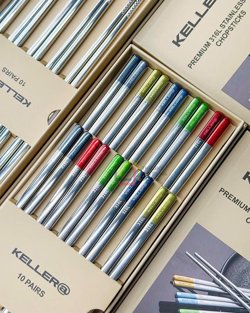 set-10-doi-dua-inox-cao-cap-keller (3) Set 10 đôi đũa inox cao cấp Keller@